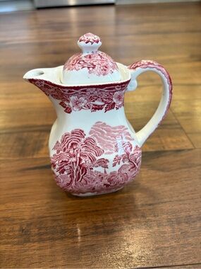 Enoch Wedgwood Tunstall Woodland Pink Transferware Small Teapot England